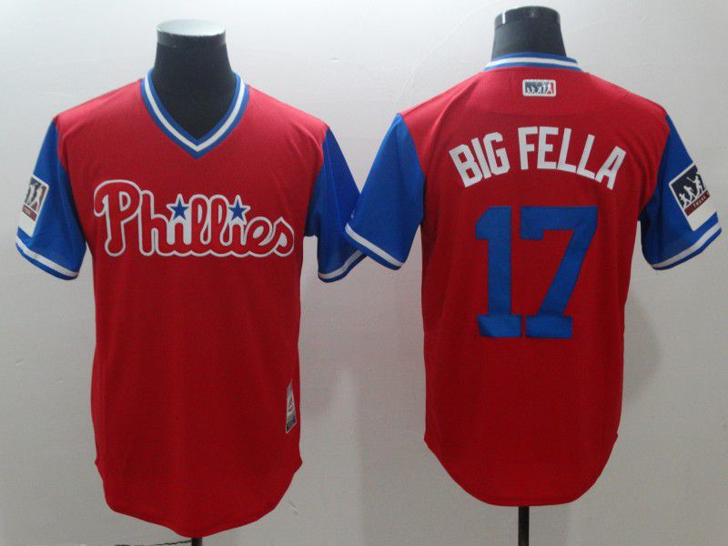 Men Philadelphia Philles #17 Big fella Red New Rush Limited MLB Jerseys